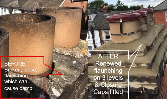 Chimney relaunching before and after