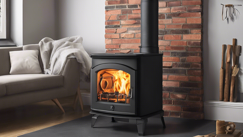Wood-burning stove in a living room